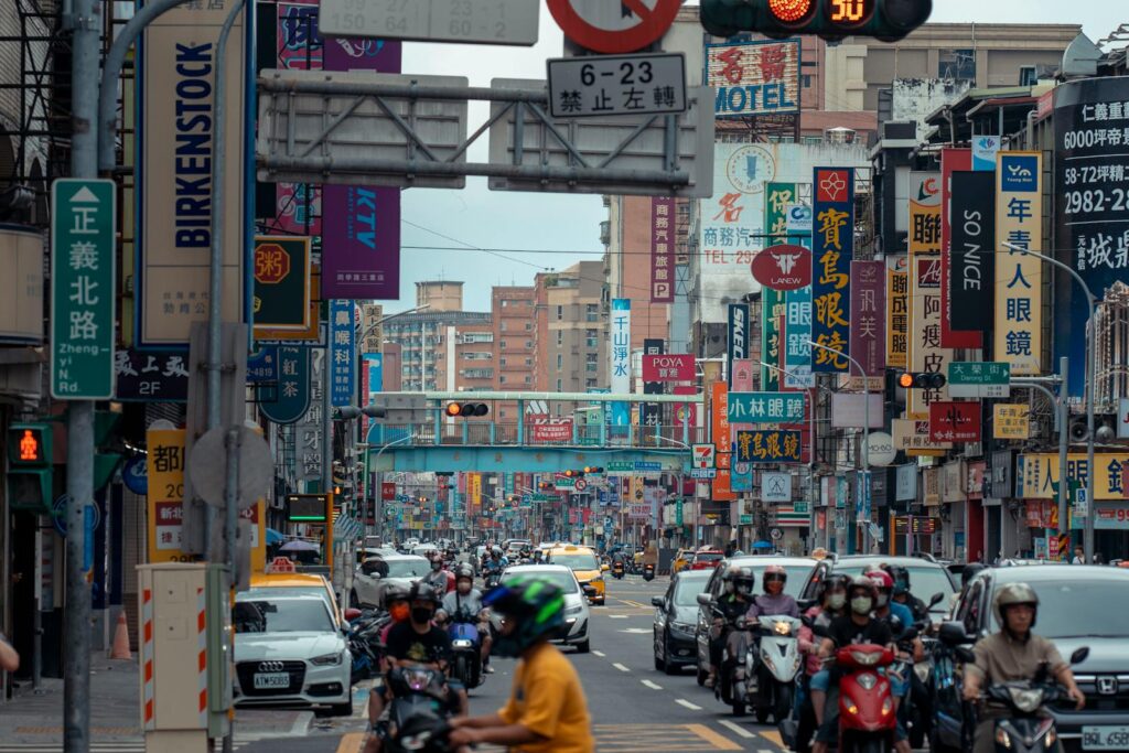 Busy Street in Taipei, Taiwan